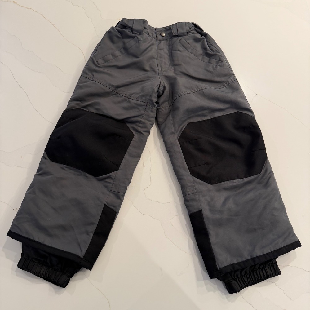 Cherokee Boys Gray Black Insulated Snow Pants Reinforced Knees Size S 6/7